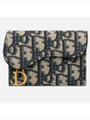 Saddle Flap Card Holder Blue  Oblique Jacquard - DIOR - BALAAN 2