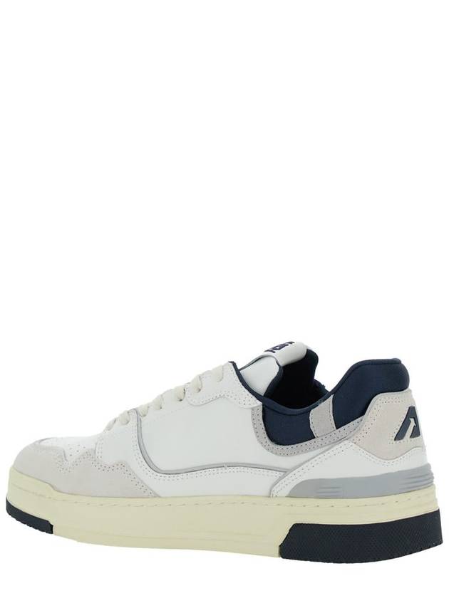 White Low Top Sneakers With Blue Details And Logo Patch In Leather Man - AUTRY - BALAAN 3