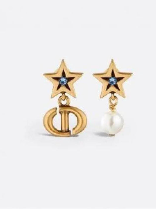 Lucky Charm Stud Crystal Pearl Earrings Gold - DIOR - BALAAN 2