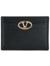 Logo Plaque Card Wallet Black - VALENTINO - BALAAN 1