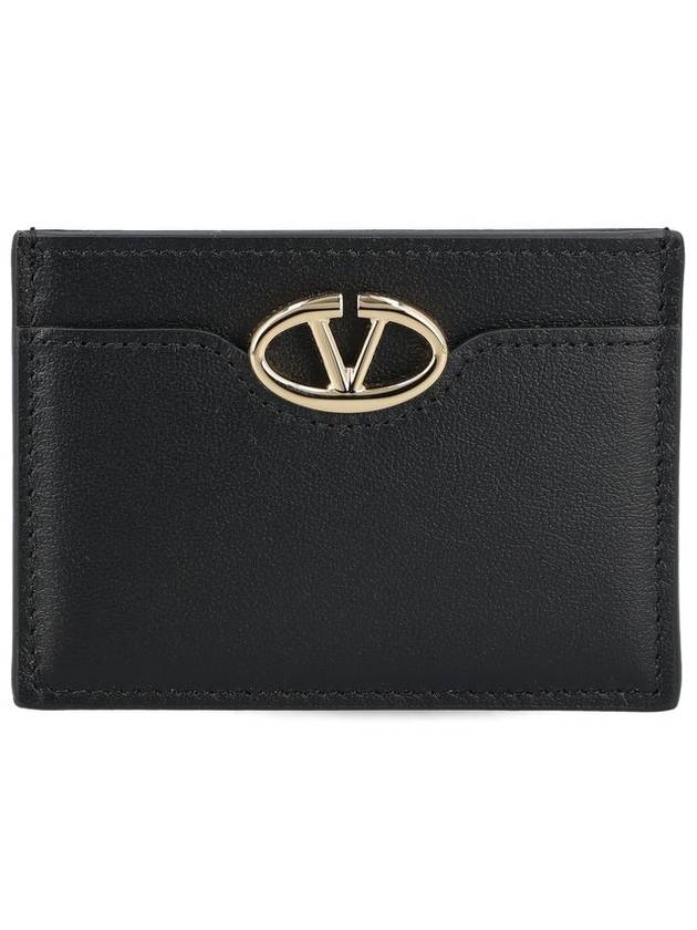 Logo Plaque Card Wallet Black - VALENTINO - BALAAN 1