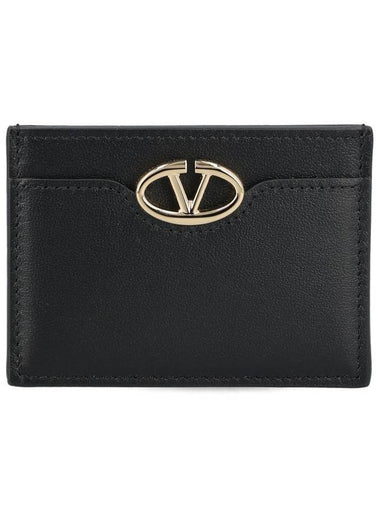 Logo Plaque Card Wallet Black - VALENTINO - BALAAN 1