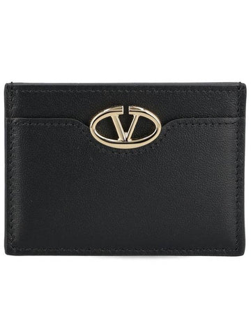 Logo Plaque Card Wallet Black - VALENTINO - BALAAN 1