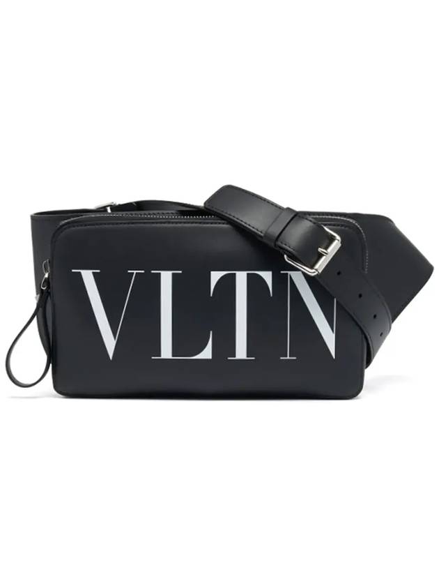 VLTN Logo Smooth Leather Belt Bag Black - VALENTINO - BALAAN 6