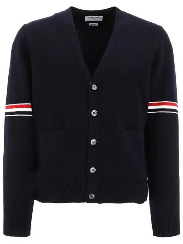 Milano Stitch Sprite Armband Cotton V-neck Cardigan Navy - THOM BROWNE - BALAAN 2