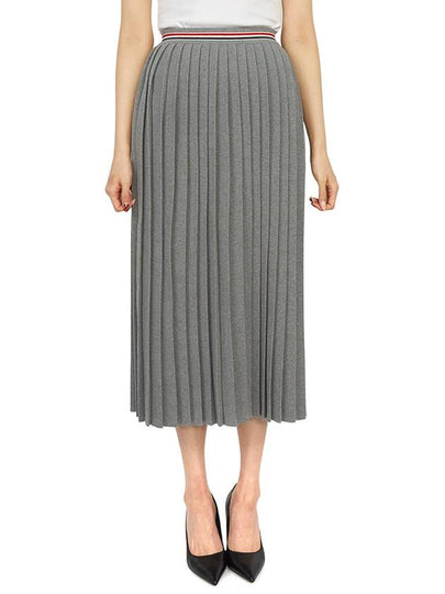 Cotton Stripe Pleated Skirt Grey - THOM BROWNE - BALAAN 2