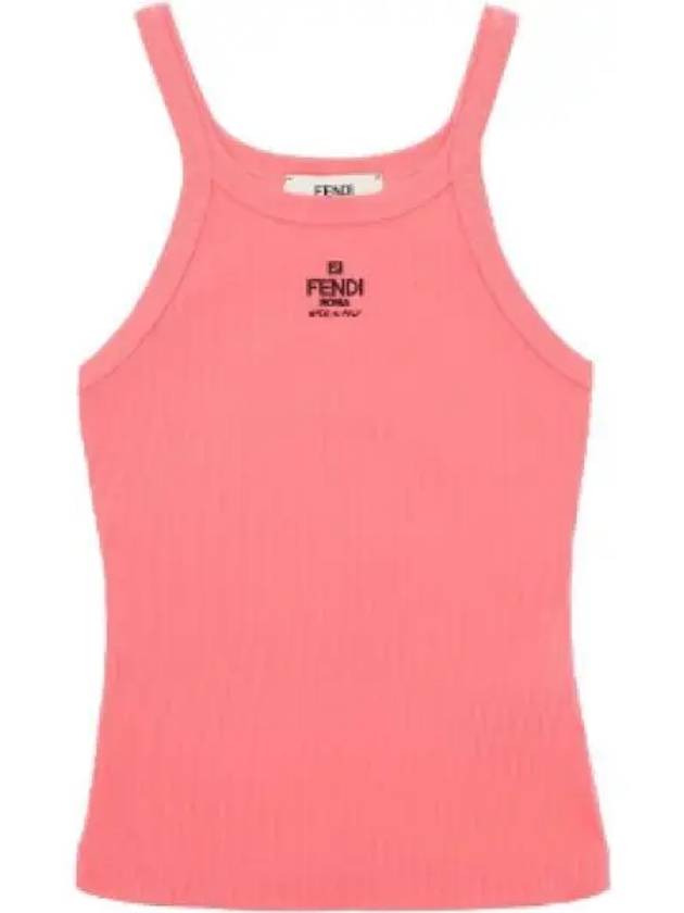 Embroidered Logo Cotton Sleeveless Pink - FENDI - BALAAN 2