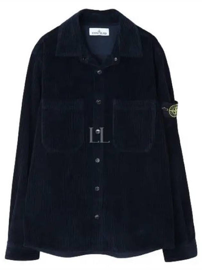 Cotton Corduroy 400 TC Over Long Sleeve Shirt Navy - STONE ISLAND - BALAAN 2