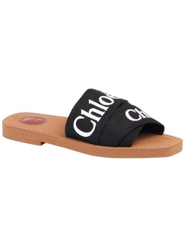 Woody Logo Flat Mule Slippers Black - CHLOE - BALAAN 4