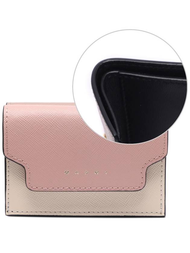 Saffiano Color Block Tri-Fold Half Wallet Pink - MARNI - BALAAN 2