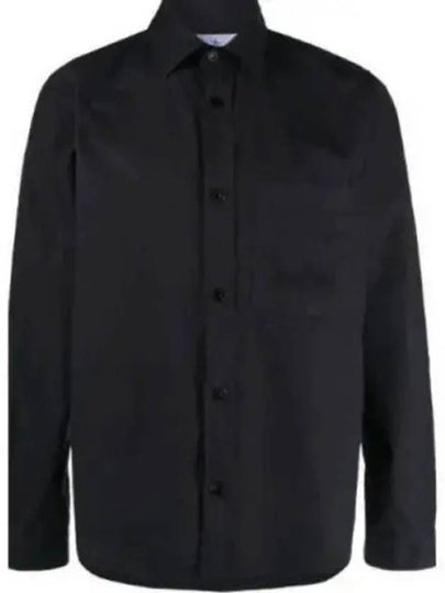 Light Cotton Embroidered Logo Over Long Sleeve Shirt Black - STONE ISLAND - BALAAN 2