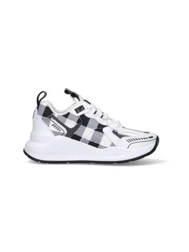 Check Pattern Leather Low Top Sneakers Black White - BURBERRY - BALAAN 2