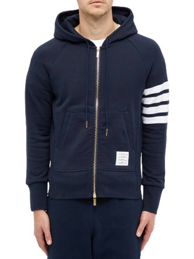 Engineered 4 Bar Diagonal Zip Up Hoodie Navy - THOM BROWNE - BALAAN 3