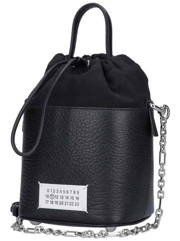 5AC Number Logo Texture Leather Bucket Bag Black - MAISON MARGIELA - BALAAN 3