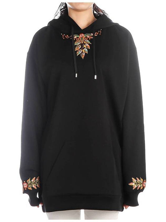 Women's Embroidered Cotton Hoodie Black - ETRO - BALAAN 2