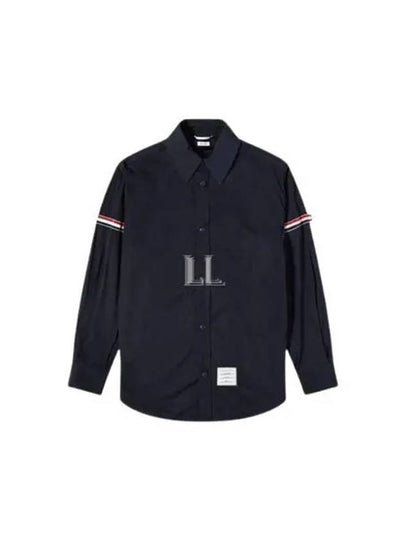 Armband Oversized Poly Twill Shirt Jacket Navy - THOM BROWNE - BALAAN 2