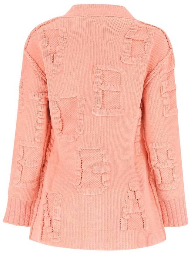 logo lettering embossing detail cardigan pink - BOTTEGA VENETA - BALAAN 3