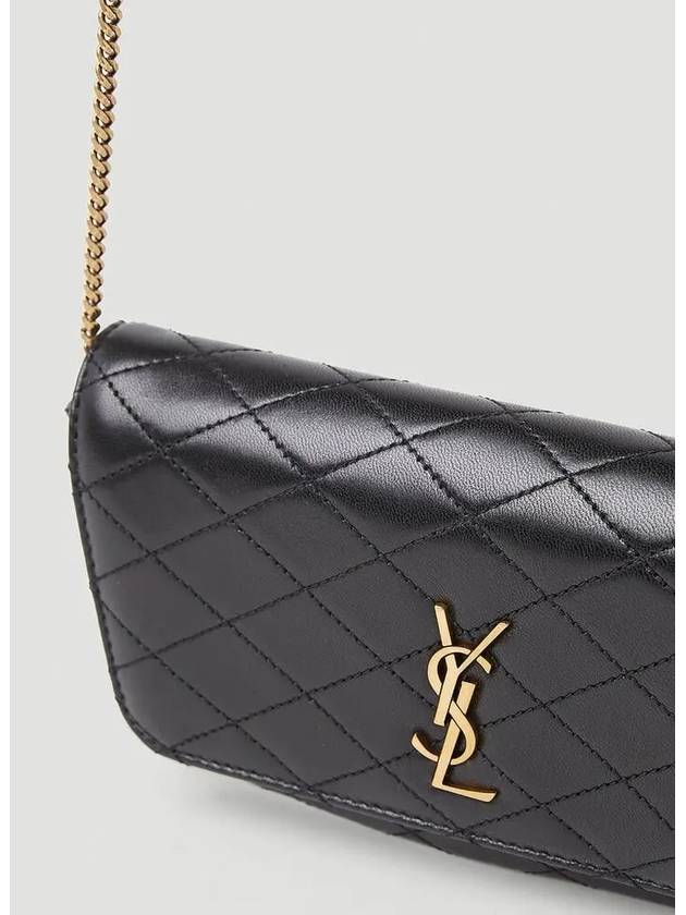 Gaby Quilted Leather Phone Holder Shoulder Bag Black - SAINT LAURENT - BALAAN 6