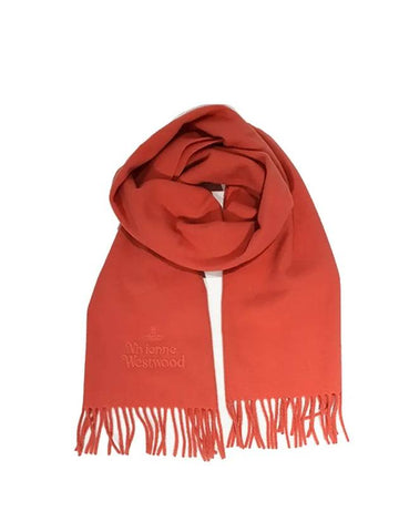 Logo Wool Fringe Muffler Orange - VIVIENNE WESTWOOD - BALAAN 1