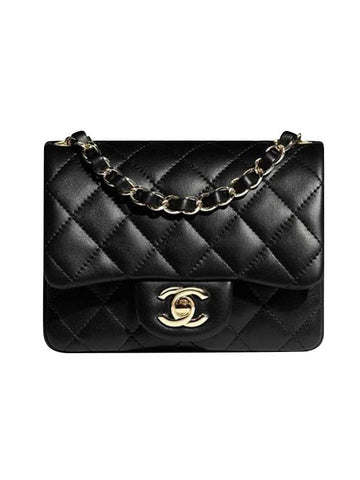 Mini Flap Lambskin Cross Bag Light Black - CHANEL - BALAAN 1