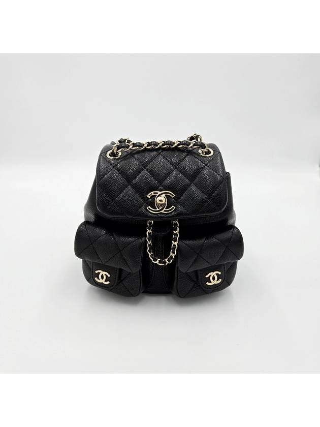 Duma Two Pocket Small Caviar Backpack Black - CHANEL - BALAAN 11