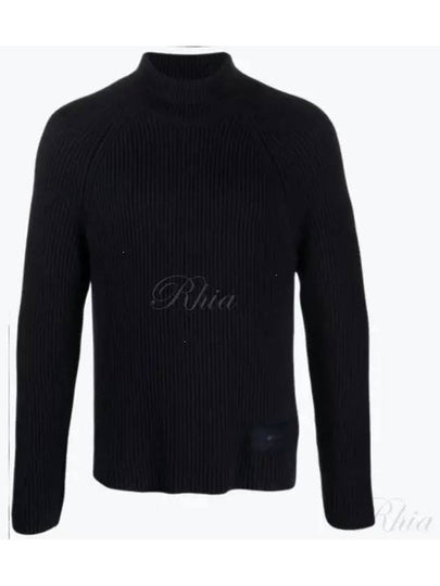 Logo Rib Turtleneck Navy - AMI - BALAAN 2