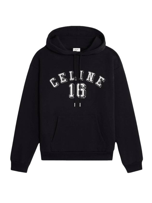 16 Loose Cotton Fleece Hoodie Black - CELINE - BALAAN 1