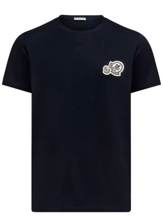 Double Logo Patch Short Sleeve T-shirt Navy - MONCLER - BALAAN 2