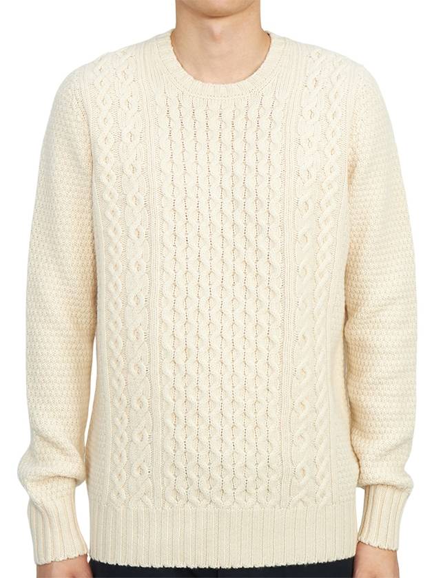 Crew Neck Lambswool Knit Top Ivory - DRUMOHR - BALAAN 2