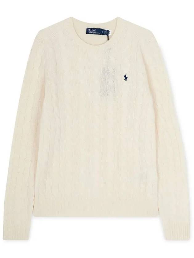 Embroidered Logo Pony Cable Knit Top Cream - POLO RALPH LAUREN - BALAAN 4