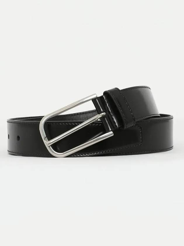 Metal Buckle Leather Belt Black - PRADA - BALAAN 4