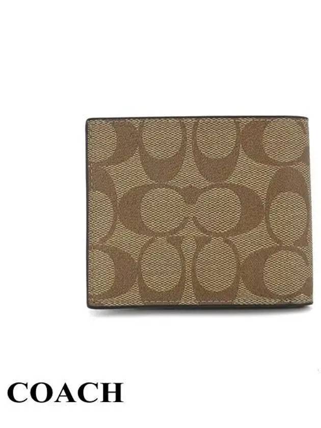 ID Signature Canvas Billfold Half Wallet Brown - COACH - BALAAN 4