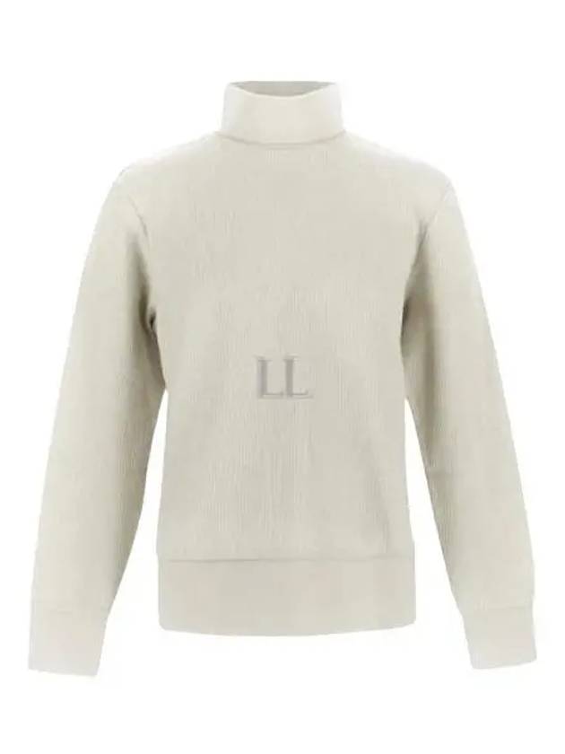 Thermal Rib Ottoman Stripe Turtleneck Natural - THOM BROWNE - BALAAN 2