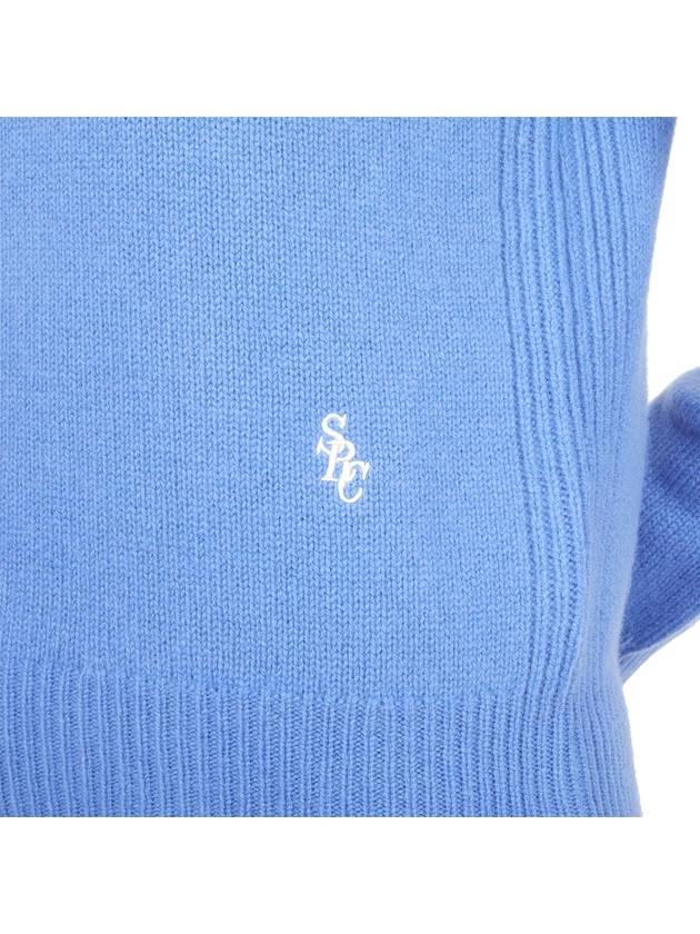 Embroidered Logo Crew Neck Wool Knit Top Blue - SPORTY & RICH - BALAAN 9