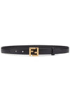 FF Logo Buckle Belt Black Gold - FENDI - BALAAN 2