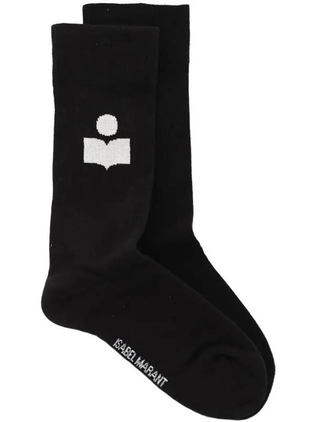 Siloki Logo Socks Black - ISABEL MARANT - BALAAN 4