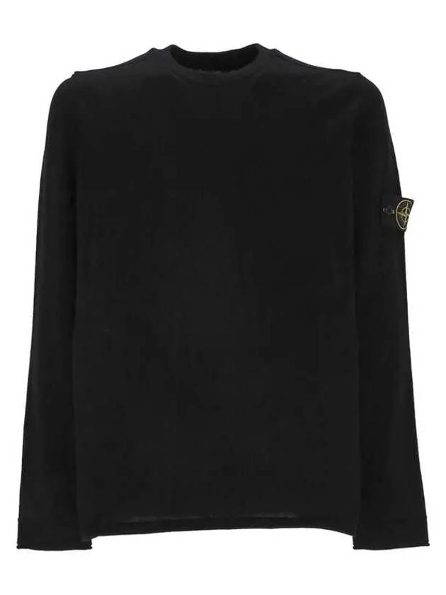 Wappen Patch Crew Neck Cotton Knit Top Black - STONE ISLAND - BALAAN 2