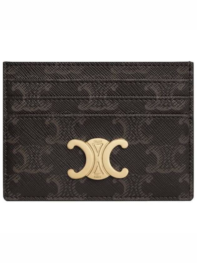 Triomphe Card Holder in Triomphe Canvas Tan - CELINE - BALAAN 2