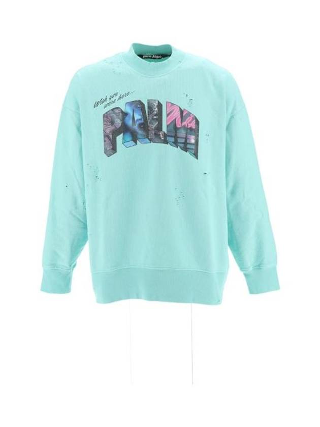 Graphic Logo Print Sweatshirt Blue - PALM ANGELS - BALAAN 2