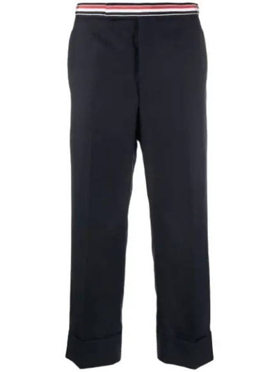 Low Rise Backstrap Super 120 Twill Straight Pants Navy - THOM BROWNE - BALAAN 2