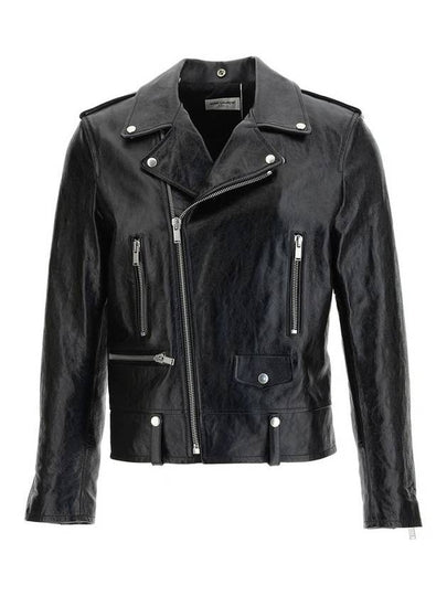 Classic Leather Biker Jacket Black - SAINT LAURENT - BALAAN 2