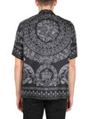 Men's Barocco Silhouette Silk Short Sleeve Shirt Black - VERSACE - BALAAN 4