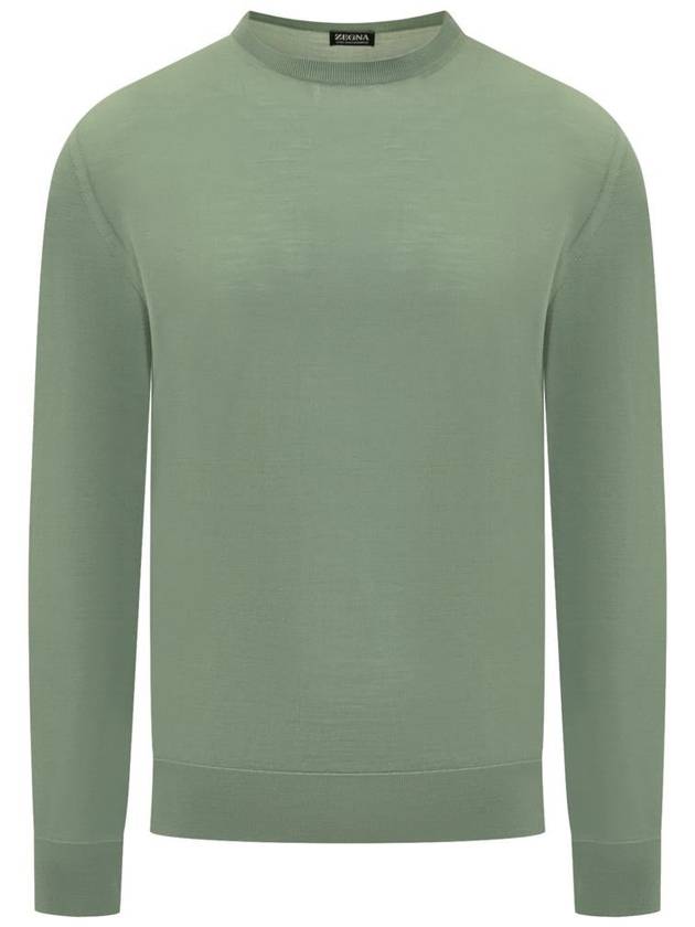 Crew neck wool knit top green - ERMENEGILDO ZEGNA - BALAAN 2