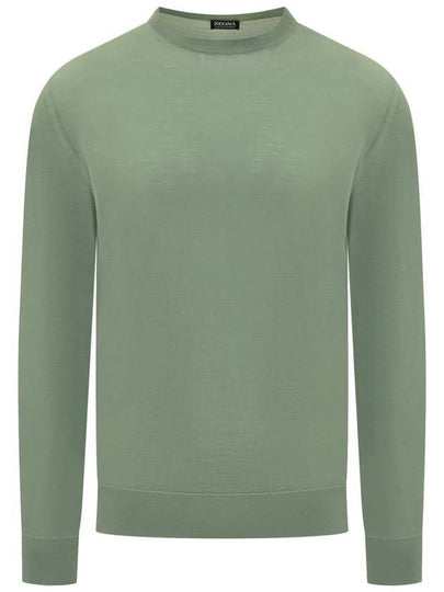 Crew neck wool knit top green - ERMENEGILDO ZEGNA - BALAAN 2