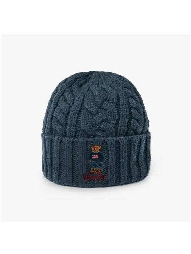 Polo Bear Cable Knit Beanie Blue - POLO RALPH LAUREN - BALAAN 3