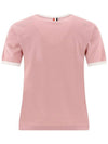 Women's Melange Jersey Ringer Short Sleeve T-Shirt Light Pink - THOM BROWNE - BALAAN 3