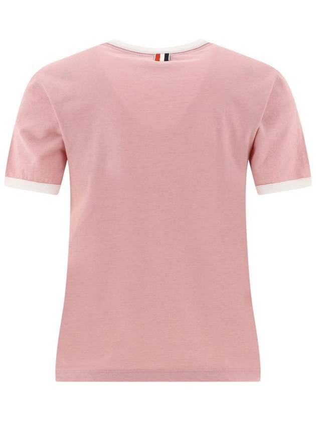 Women's Melange Jersey Ringer Short Sleeve T-Shirt Light Pink - THOM BROWNE - BALAAN 3