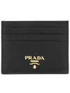 Metal Logo Saffiano Card Wallet Black - PRADA - BALAAN 2