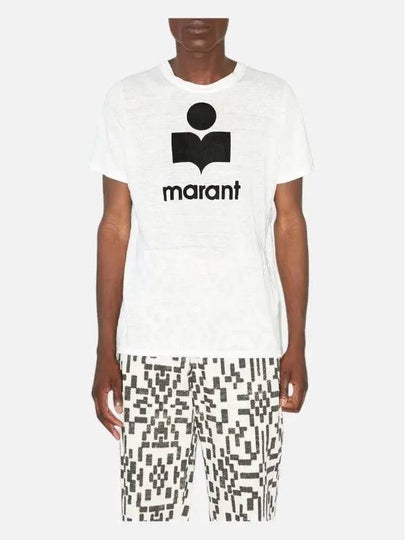 Karman Logo Print Linen Short Sleeve T-Shirt White - ISABEL MARANT - BALAAN 2