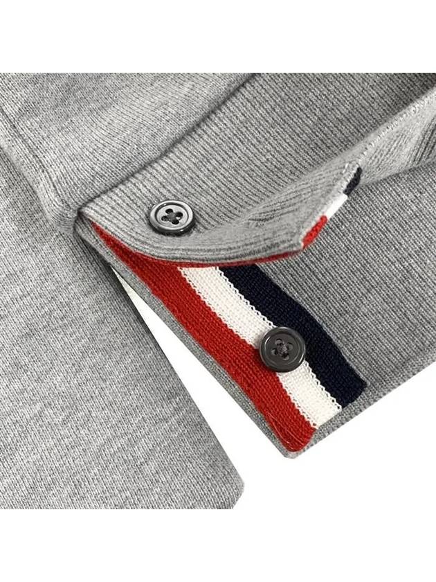 Center Back Stripe Cotton Zip Up Hoodie Light Grey - THOM BROWNE - BALAAN 5